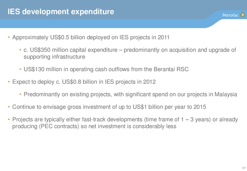2011 EARNINGS CALL – Petrofac – slide 16