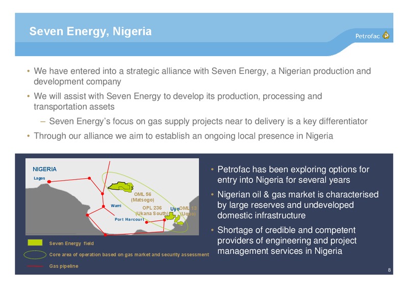 LIMITED 2010 EARNINGS CALL – Petrofac – slide 7