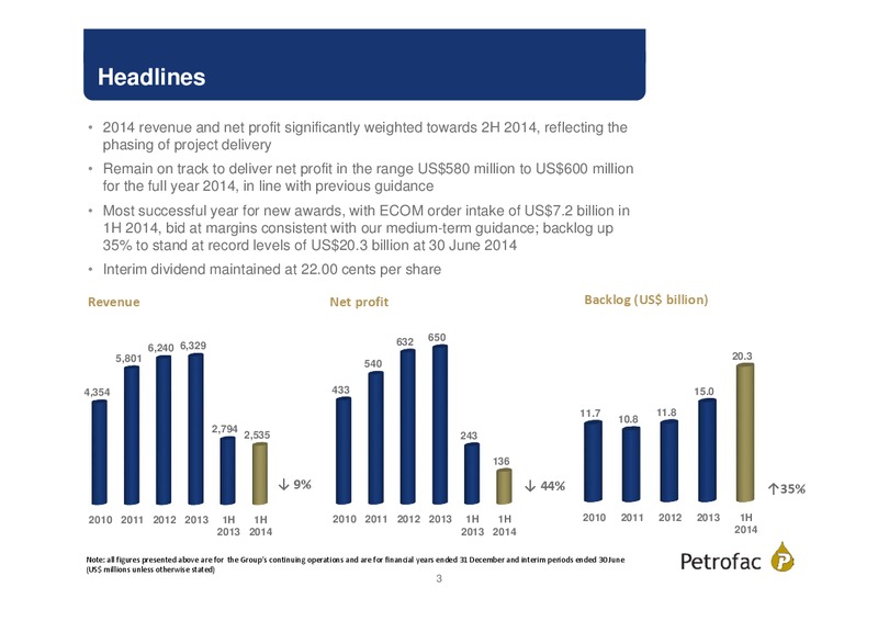 INTERIM RESULTS 2014 – Petrofac – slide 2