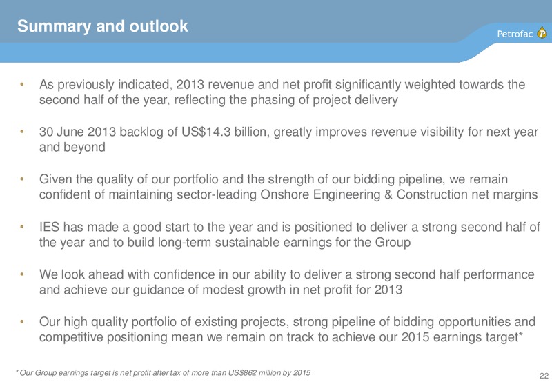 2013 INTERIM RESULTS – Petrofac – slide 21