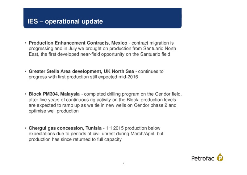 Q2 2015 Results – Petrofrac – slide 6
