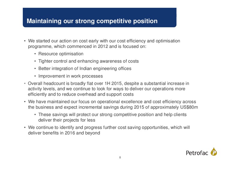 Q2 2015 Results – Petrofrac – slide 7