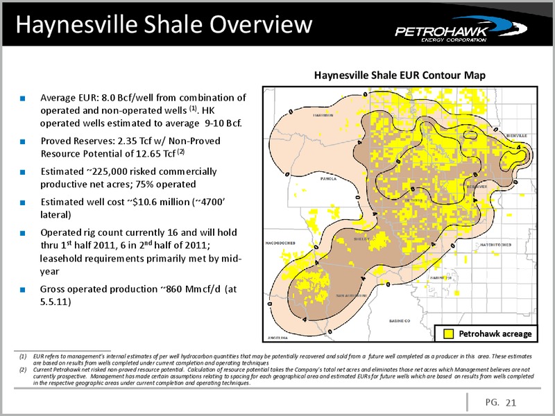 JULY 2011 CORPORATE PRESENTATION – Petrohawk Energy Corporation – slide 21