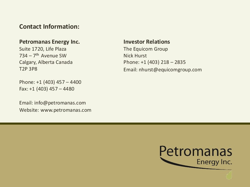 OCTOBER 2012 INVESTOR PRESENTATION – Petromanas – slide 32