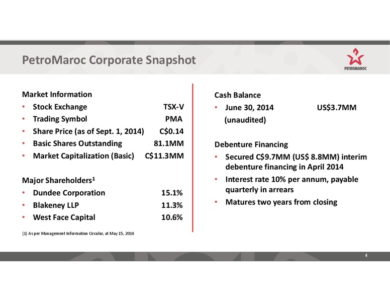 Investor Presentation – Petromaroc Corporation Plc – slide 4
