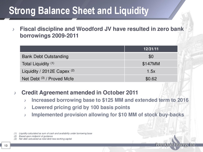 MARCH 2012 INVESTOR PRESENTATION – Petroquest Energy Inc. – slide 13