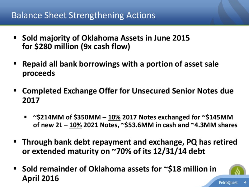 June 2016 Corporate Presentation – Petroquest Energy Inc. – slide 3