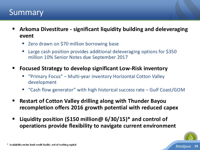 EnerCom The Oil and Gas Conference 2015 – Petroquest Energy Inc. – slide 18