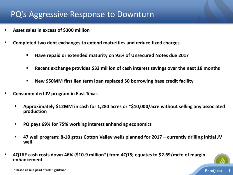 December 2016 Investor Presentation – Petroquest Energy Inc. – slide 2