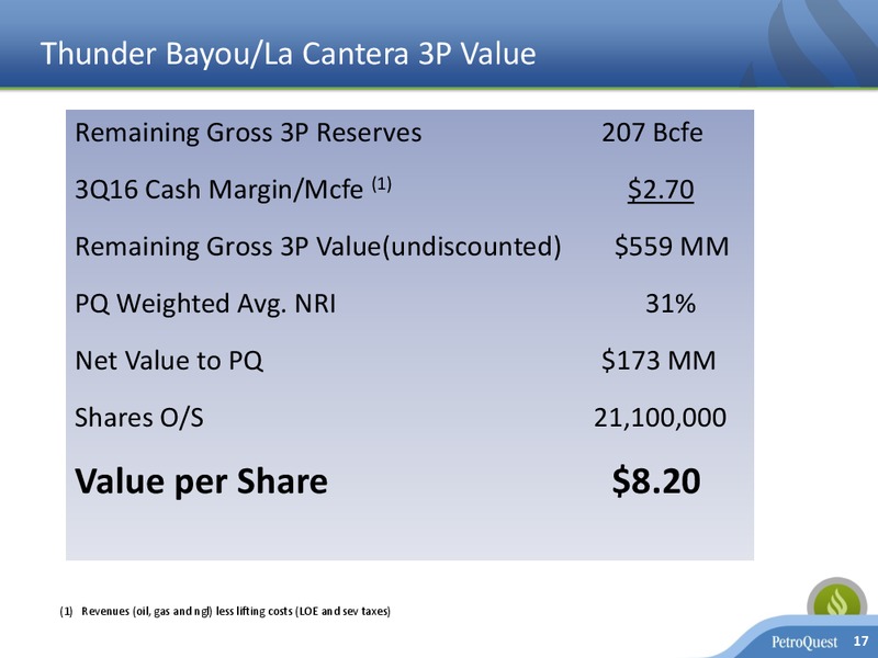 December 2016 Investor Presentation – Petroquest Energy Inc. – slide 16
