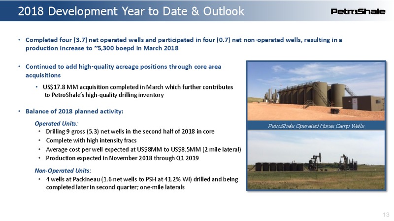 April 2018 Corporate Presentation – Petroshale Inc. – slide 13