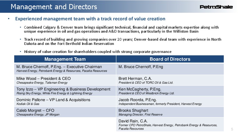 August 2019 Investor Presentation – Petroshale Inc. – slide 5