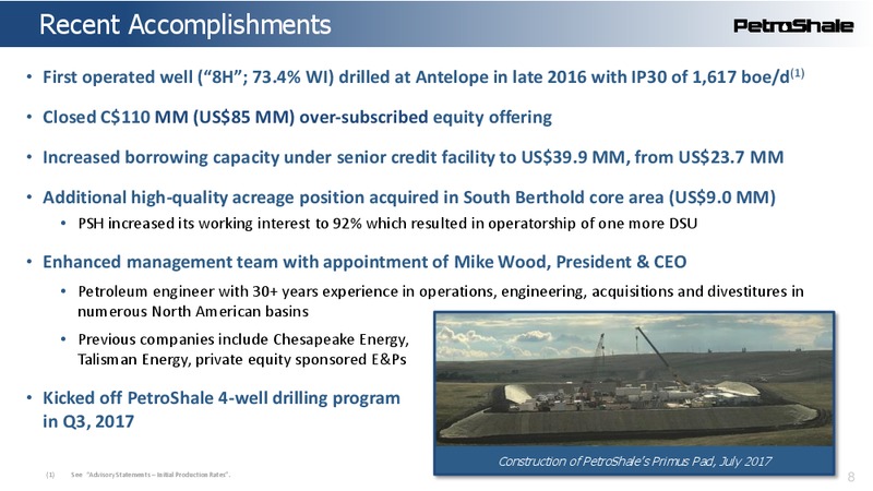September 2017 Investor Presentation – Petroshale Inc. – slide 7