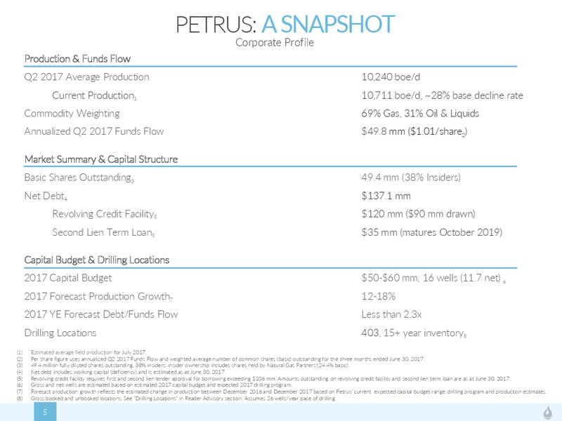 August 2017 Corporate Resources – Petrus Resources Ltd. – slide 5
