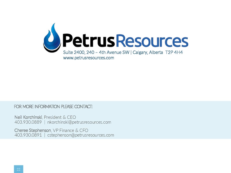 August 2017 Corporate Resources – Petrus Resources Ltd. – slide 20