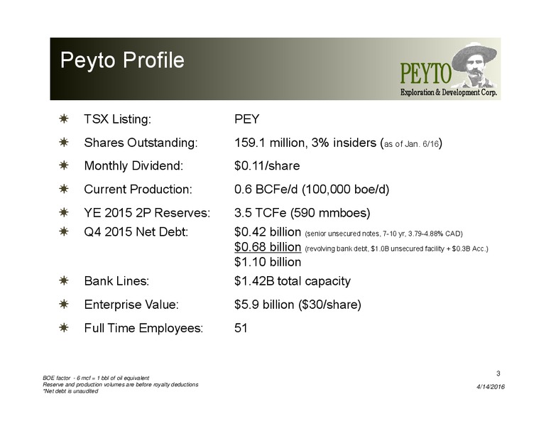 April 2016 Corporate Presentation – Peyto Exploration & Development Corp – slide 2
