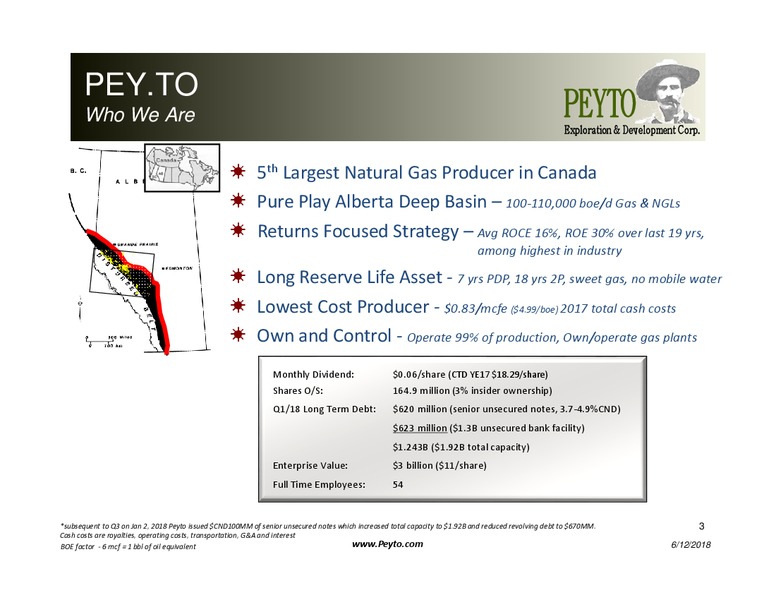June 2018 Corporate Presentation – Peyto Exploration & Development Corp – slide 2