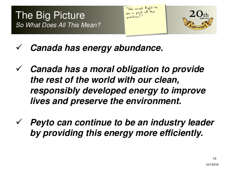 October 2019 Corporate Presentation – Peyto Exploration & Development Corp – slide 9