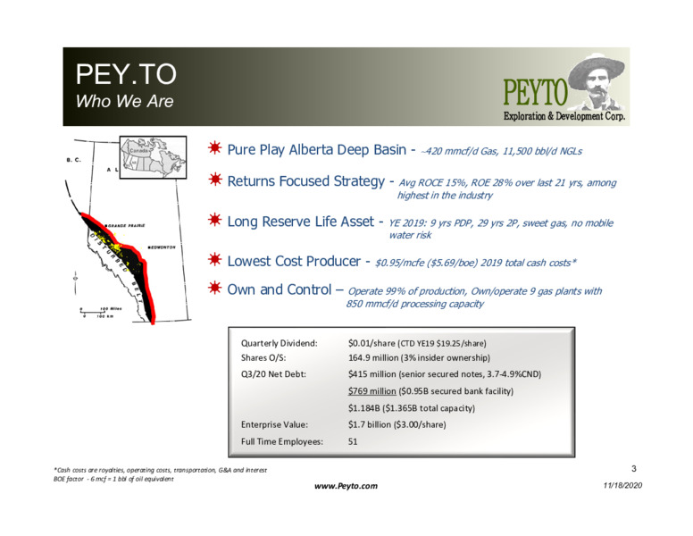 Corporate Presentation   November 2020 – Peyto Exploration & Development Corp – slide 2
