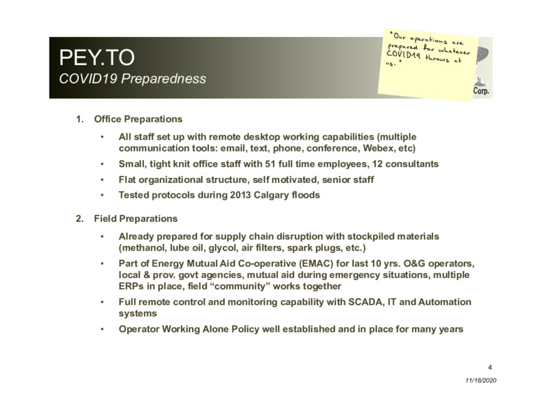 Corporate Presentation   November 2020 – Peyto Exploration & Development Corp – slide 3