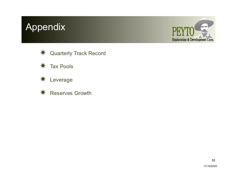 Corporate Presentation   November 2020 – Peyto Exploration & Development Corp – slide 54