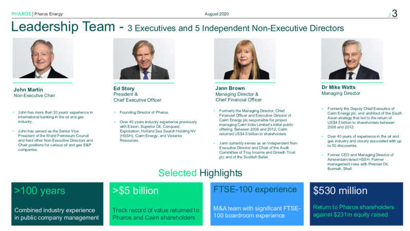 August 2020 Company Presentation – Pharos Energy – slide 2