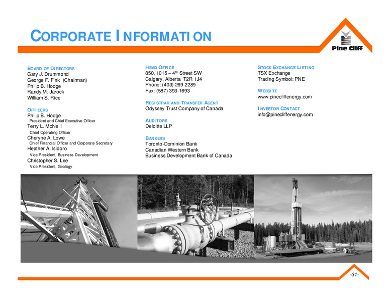 May 2019 Investor Update – Pine Cliff Energy Ltd. – slide 30