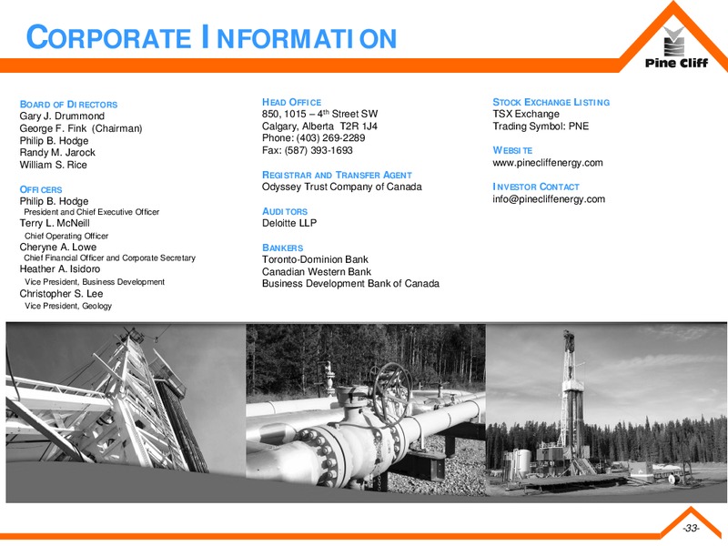 June 2019 Investor Presentation – Pine Cliff Energy Ltd. – slide 32