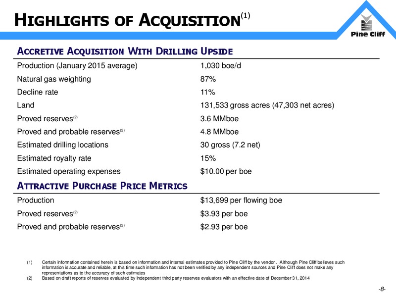 August 2015 Investor Presentation – Pine Cliff Energy Ltd. – slide 8