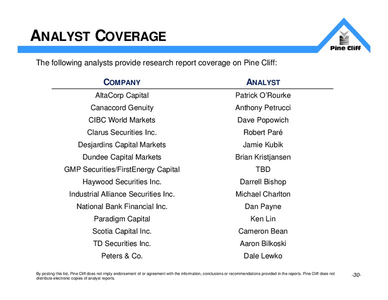 September 2016 Investor Update – Pine Cliff Energy Ltd. – slide 30