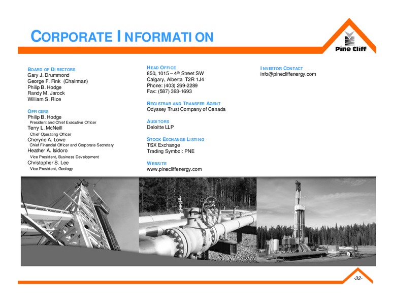September 2019 Corporate Presentation – Pine Cliff Energy Ltd. – slide 31