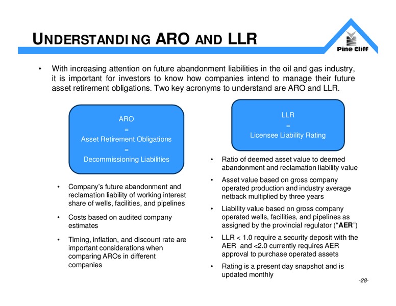 October 2016 Investor Update – Pine Cliff Energy Ltd. – slide 28