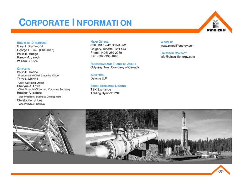 November 2019 Corporate Presentation – Pine Cliff Energy Ltd. – slide 31