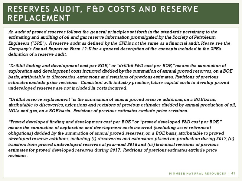 4Q 2017 Earnings and 2018 Capital Program – Pioneer Natural Resources Co. – slide 40