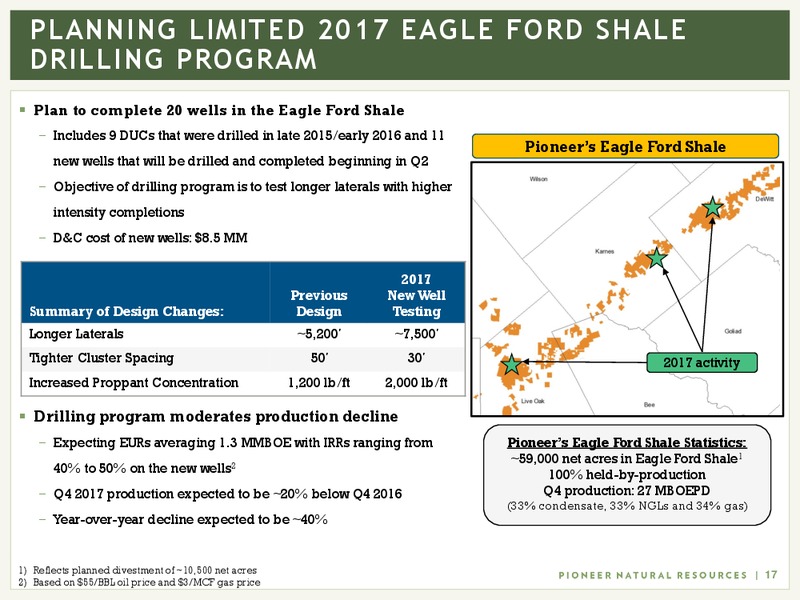 4Q 2016 Earnings and 2017 Capital Program – Pioneer Natural Resources Co. – slide 16