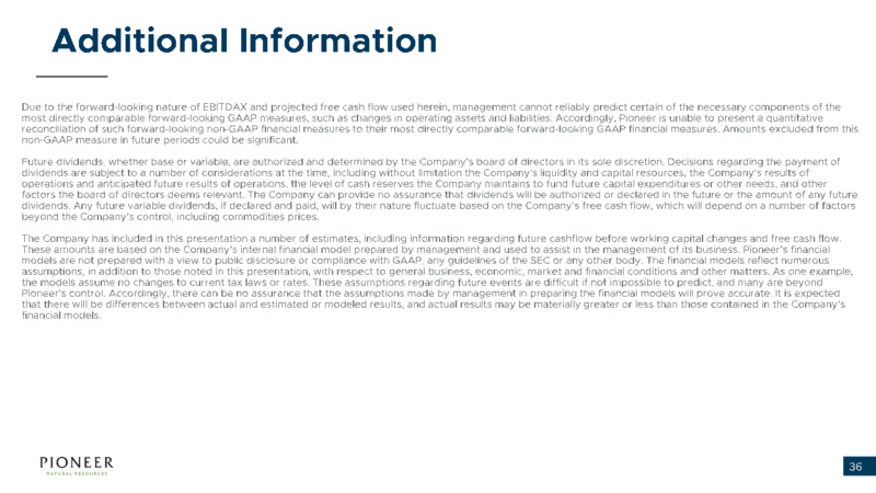 4Q 2021 Earnings Presentation – Pioneer Natural Resources Co. – slide 35