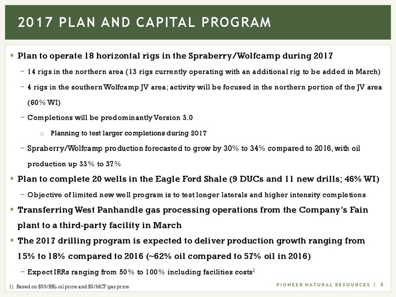 Investor Presentation   March 2017 – Pioneer Natural Resources Co. – slide 3
