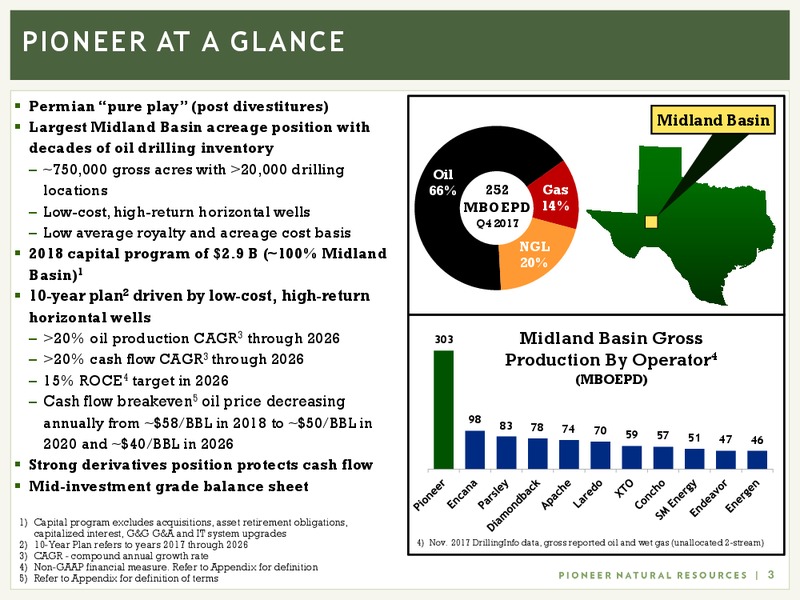 March 2018 Investor Presentation – Pioneer Natural Resources Co. – slide 2