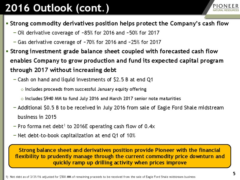 May 2016 Investor Presentation – Pioneer Natural Resources Co. – slide 4