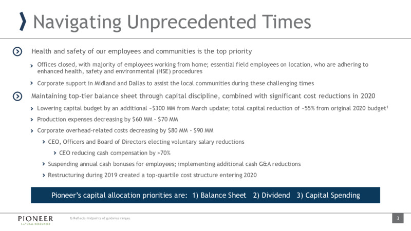 Q1 Earnings Presentation – Pioneer Natural Resources Co. – slide 2
