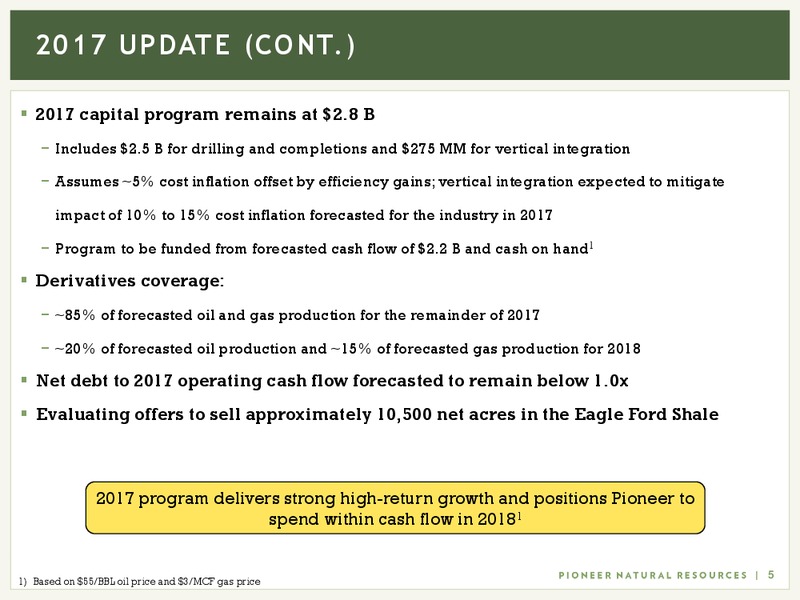 June 2017 Investor Presentation – Pioneer Natural Resources Co. – slide 4