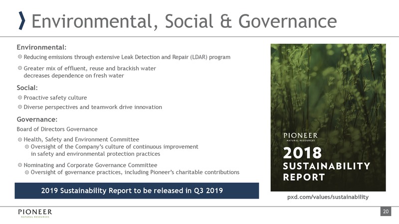 2Q 2019 Earnings Presentation – Pioneer Natural Resources Co. – slide 19