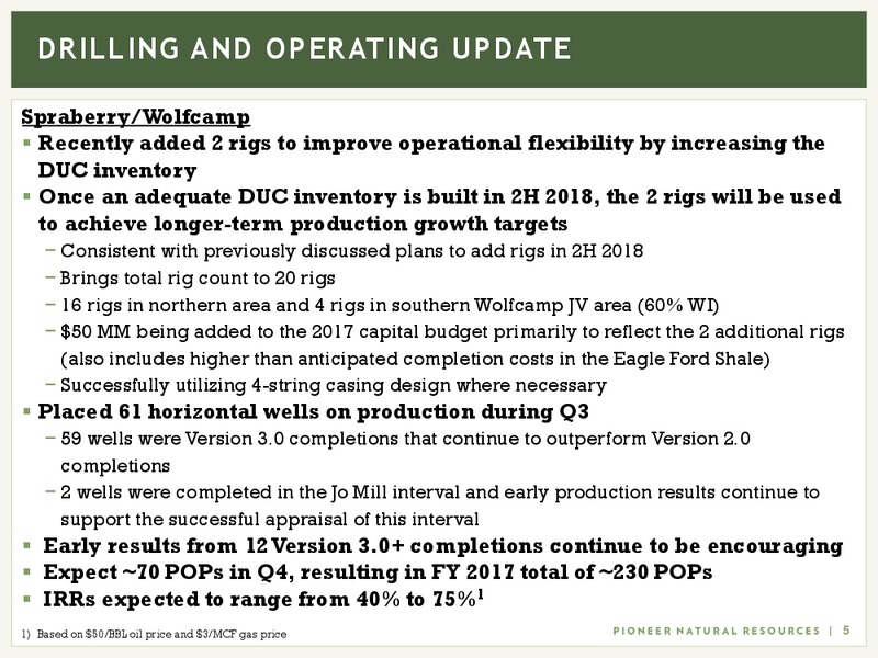 Q3 2017 Presentation – Pioneer Natural Resources Co. – slide 4