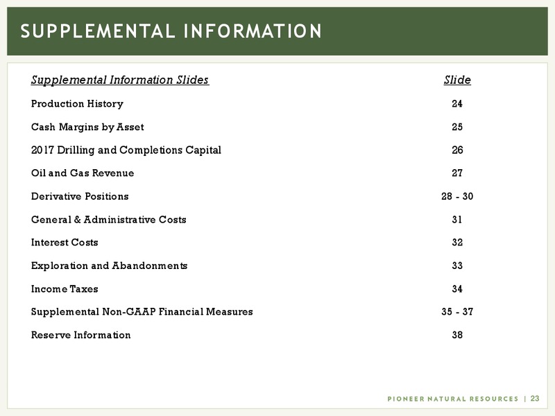 Q3 2017 Presentation – Pioneer Natural Resources Co. – slide 22