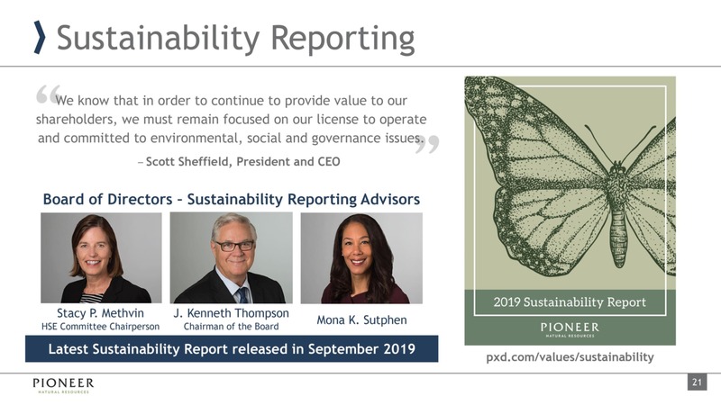 December 2019 Investor Presentation – Pioneer Natural Resources Co. – slide 20