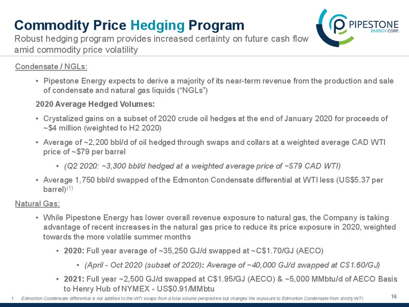 February 2020 Investor Presentation – Pipestone Energy Corp – slide 16