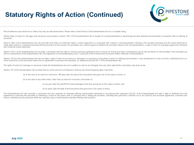 September 2020 Corporate Presentation – Pipestone Energy Corp – slide 25