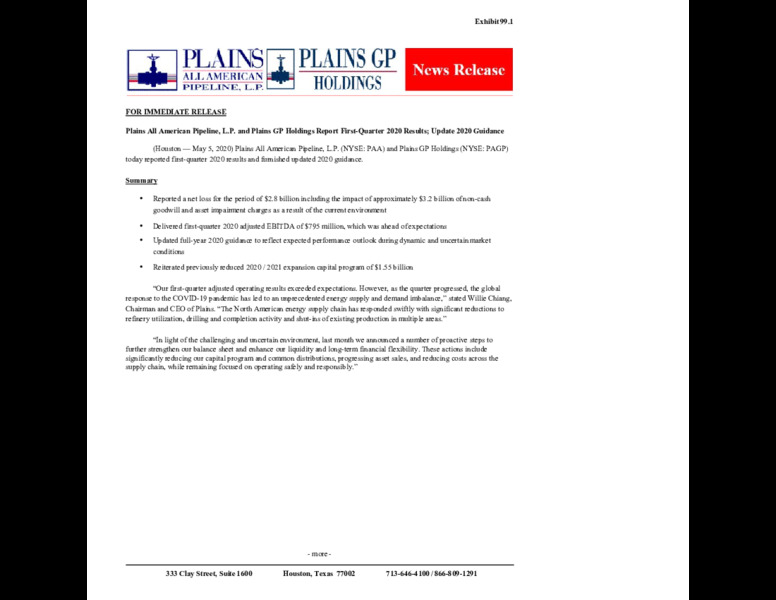 1Q 2020 Earnings Results – Plains All American Pipeline, L.P. – slide 47