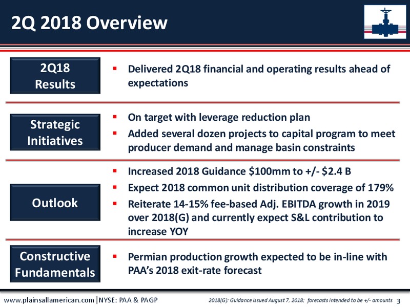 Q2 2018 Earnings Package Presentation – Plains All American Pipeline, L.P. – slide 2