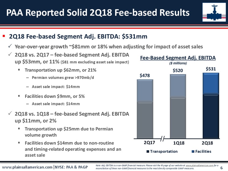 Q2 2018 Earnings Package Presentation – Plains All American Pipeline, L.P. – slide 5
